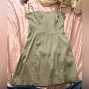 Sunday Best Light Green Satin Mini Dress